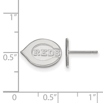Sterling Silver Rhodium Plated Major League Baseball LogoArt Cincinnati Reds Post Earrings — alternate view