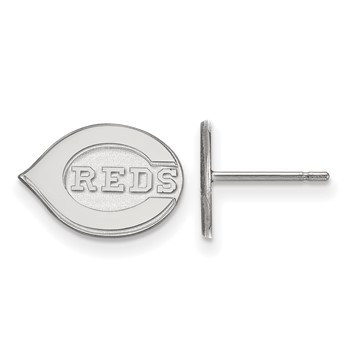 Sterling Silver Rhodium Plated Major League Baseball LogoArt Cincinnati Reds Post Earrings