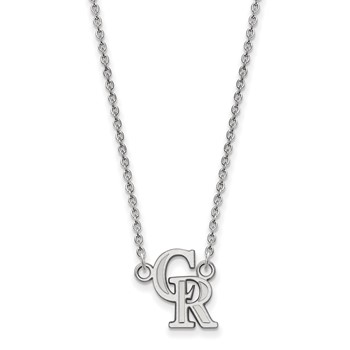 Sterling Silver Rhodium Plated Major League Baseball LogoArt Colorado Rockies Pendant Necklace