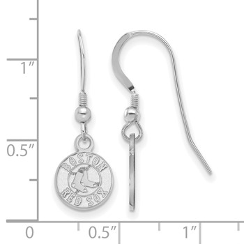 Sterling Silver Rhodium Plated Major League Baseball LogoArt Boston Red Sox Dangle Earrings — alternate view