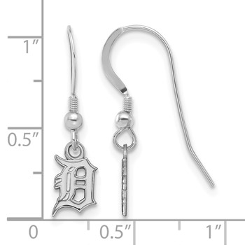 Sterling Silver Rhodium Plated Major League Baseball LogoArt Detroit Tigers Letter D Earrings — alternate view