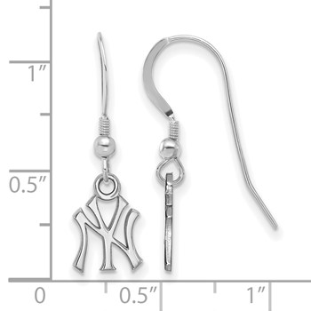 Sterling Silver Rhodium Plated Major League Baseball LogoArt New York Yankees N-Y Dangle Earrings — alternate view
