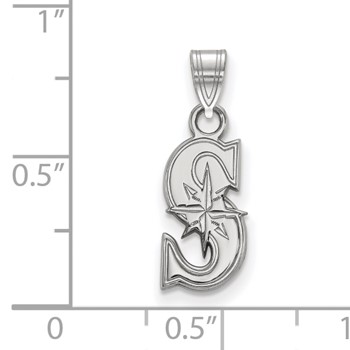 14k White Gold Major League Baseball LogoArt Seattle Mariners Letter S Small Pendant — alternate view