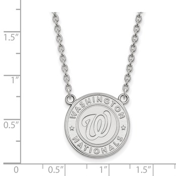 14k White Gold Major League Baseball LogoArt Washington Nationals Large Pendant Necklace — alternate view