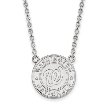 14k White Gold Major League Baseball LogoArt Washington Nationals Large Pendant Necklace