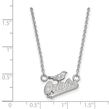 10k White Gold Major League Baseball LogoArt Baltimore Orioles Script with Bird Necklace — alternate view