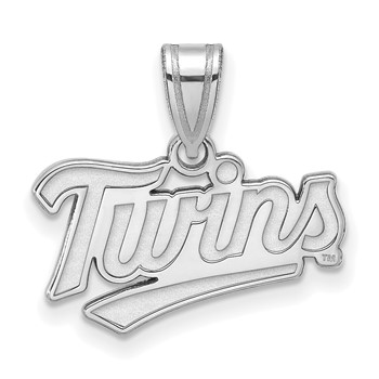 14k White Gold Major League Baseball LogoArt Minnesota Twins T-C Small Pendant
