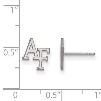 14k White Gold LogoArt United States Air Force Academy A-F Extra Small Post Earrings — alternate view