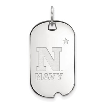 14k White Gold LogoArt US Naval Academy Small Dog Tag Pendant