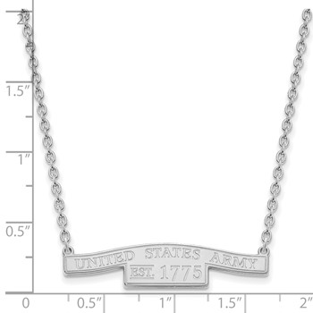 Sterling Silver Rhodium-plated United States Army Small Bar Necklace — alternate view