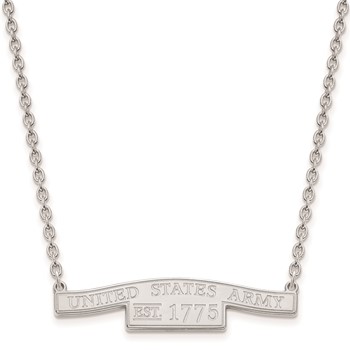 Sterling Silver Rhodium-plated United States Army Small Bar Necklace