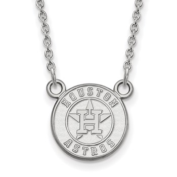 10k White Gold Major League Baseball LogoArt Houston Astros Small Pendant Necklace