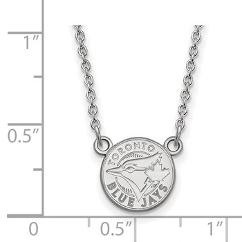10k White Gold Major League Baseball LogoArt Toronto Blue Jays Circle Sm. Pendant Necklace — alternate view