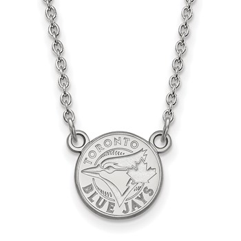 10k White Gold Major League Baseball LogoArt Toronto Blue Jays Circle Sm. Pendant Necklace