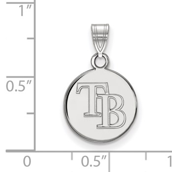 10k White Gold Major League Baseball LogoArt Tampa Bay Rays T-B Small Disc Pendant — alternate view