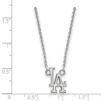 14k White Gold Major League Baseball LogoArt Los Angeles Dodgers L-A Pendant Necklace — alternate view