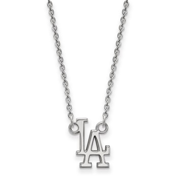 14k White Gold Major League Baseball LogoArt Los Angeles Dodgers L-A Pendant Necklace
