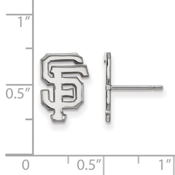 14k White Gold Major League Baseball LogoArt San Francisco Giants S-F Small Post Earrings — alternate view