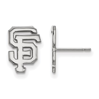 14k White Gold Major League Baseball LogoArt San Francisco Giants S-F Small Post Earrings