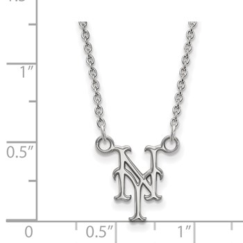 Sterling Silver Rhodium Plated Major League Baseball LogoArt New York Mets N-Y Pendant Necklace — alternate view