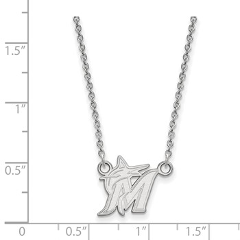 10k White Gold Major League Baseball LogoArt Miami Marlins Letter M Pendant Necklace — alternate view