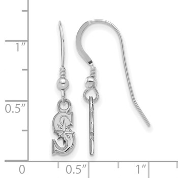 Sterling Silver Rhodium Plated Major League Baseball LogoArt Seattle Mariners Dangle Earrings — alternate view