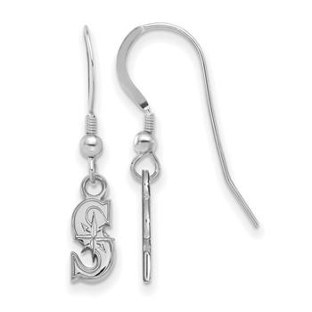 Sterling Silver Rhodium Plated Major League Baseball LogoArt Seattle Mariners Dangle Earrings
