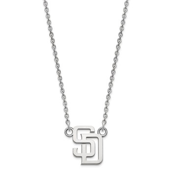 10k White Gold Major League Baseball LogoArt San Diego Padres S-D Small Pendant Necklace — alternate view