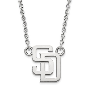 10k White Gold Major League Baseball LogoArt San Diego Padres S-D Small Pendant Necklace
