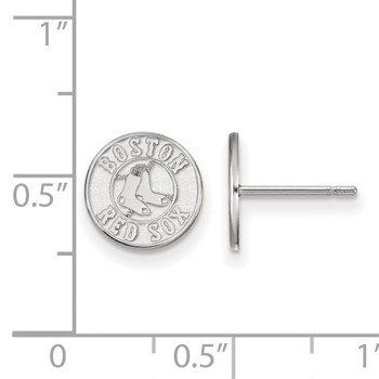 10k White Gold Major League Baseball LogoArt Boston Red Sox Extra Small Post Earrings — alternate view