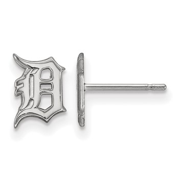 10k White Gold Major League Baseball LogoArt Detroit Tigers Letter D Post Earrings