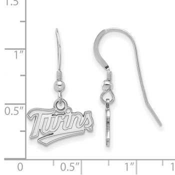 Sterling Silver Rhodium Plated Major League Baseball LogoArt Minnesota Twins T-C Dangle Earrings — alternate view