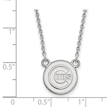 14k White Gold Major League Baseball LogoArt Chicago Cubs Small Pendant Necklace — alternate view