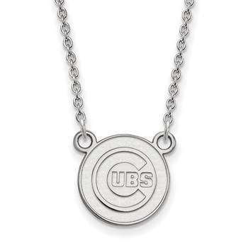 14k White Gold Major League Baseball LogoArt Chicago Cubs Small Pendant Necklace