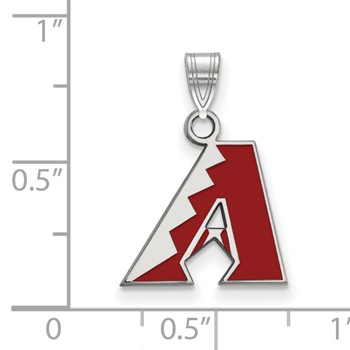 Sterling Silver Rhodium Plated Major League Baseball LogoArt Arizona Diamondbacks Enamel Pendant — alternate view