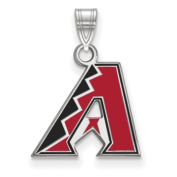 Sterling Silver Rhodium Plated Major League Baseball LogoArt Arizona Diamondbacks Enamel Pendant