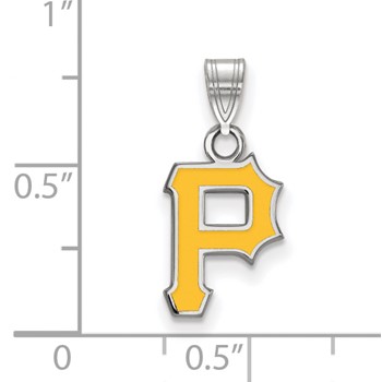 Sterling Silver Rhodium Plated Major League Baseball LogoArt Pittsburgh Pirates P Enamel Pendant — alternate view