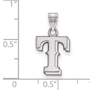 14k White Gold Major League Baseball LogoArt Texas Rangers Letter T Small Pendant — alternate view