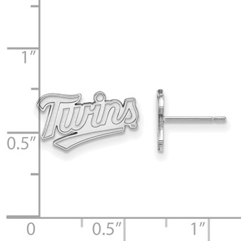 10k White Gold Major League Baseball LogoArt Minnesota Twins T-C Extra Small Post Earrings — alternate view