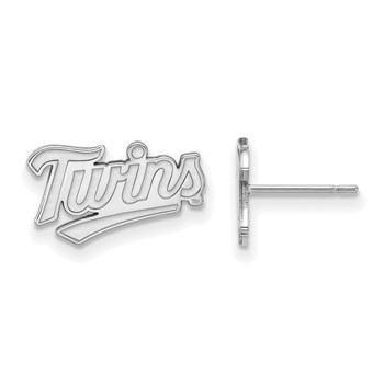10k White Gold Major League Baseball LogoArt Minnesota Twins T-C Extra Small Post Earrings