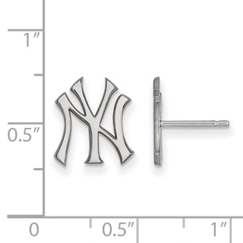 14k White Gold Major League Baseball LogoArt New York Yankees N-Y Small Post Earrings — alternate view