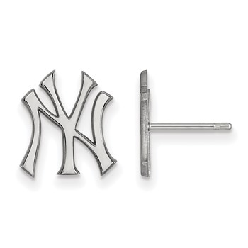 14k White Gold Major League Baseball LogoArt New York Yankees N-Y Small Post Earrings