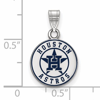 Sterling Silver Rhodium Plated Major League Baseball LogoArt Houston Astros Enamel Pendant — alternate view