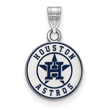 Sterling Silver Rhodium Plated Major League Baseball LogoArt Houston Astros Enamel Pendant