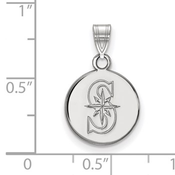 14k White Gold Major League Baseball LogoArt Seattle Mariners Small Disc Pendant — alternate view