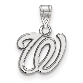 10k White Gold Major League Baseball LogoArt Washington Nationals W Small Pendant