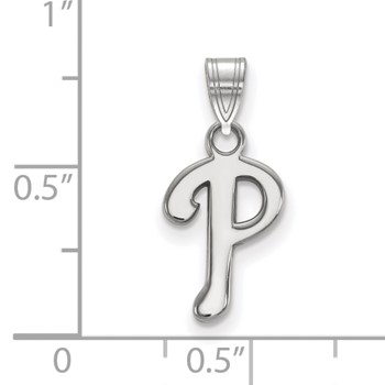 14k White Gold Major League Baseball LogoArt Philadelphia Phillies Letter P Small Pendant — alternate view