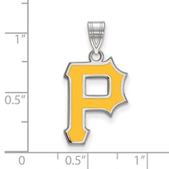 Sterling Silver Rhodium Plated Major League Baseball LogoArt Pittsburgh Pirates Enamel Pendant — alternate view