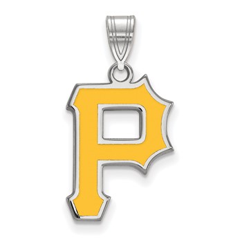 Sterling Silver Rhodium Plated Major League Baseball LogoArt Pittsburgh Pirates Enamel Pendant