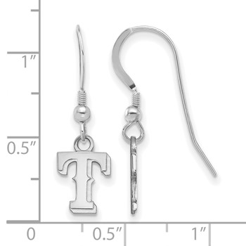 SS/Rh-p Major League Baseball LogoArt Texas Rangers T Dangle Earrings — alternate view
